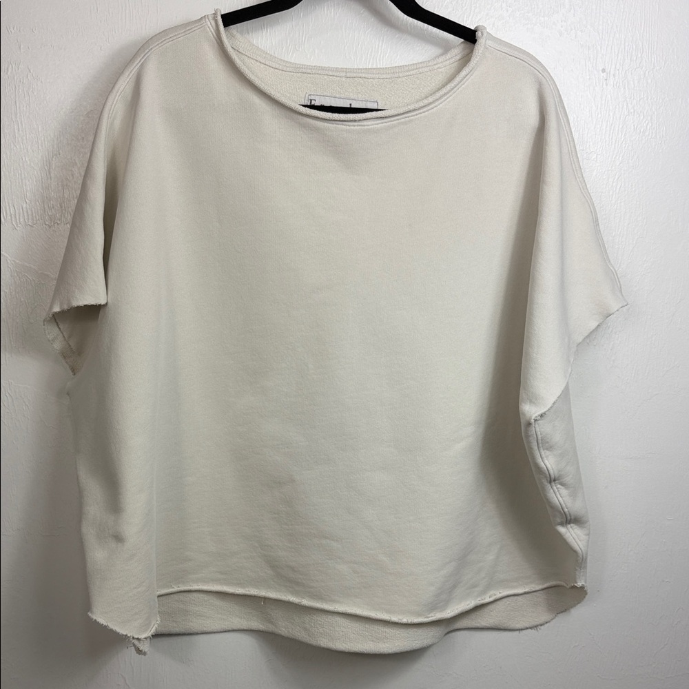 Frank & Eileen White Relaxed Short Sleeve sweatshirt Pullover - Picture 4 of 11